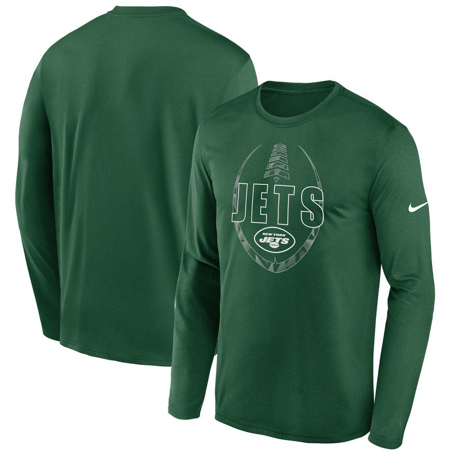 Men New York Jets Heathered Green Nike Icon Legend Performance Long Sleeve T-Shirt